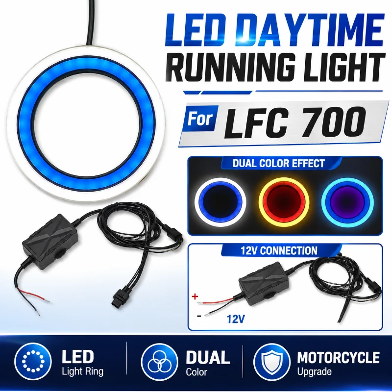 Motorcycle LED Daytime Running Light Ring Front Air Intake Decorative Lamp Dual Color Modification Accessories For LFC 700
