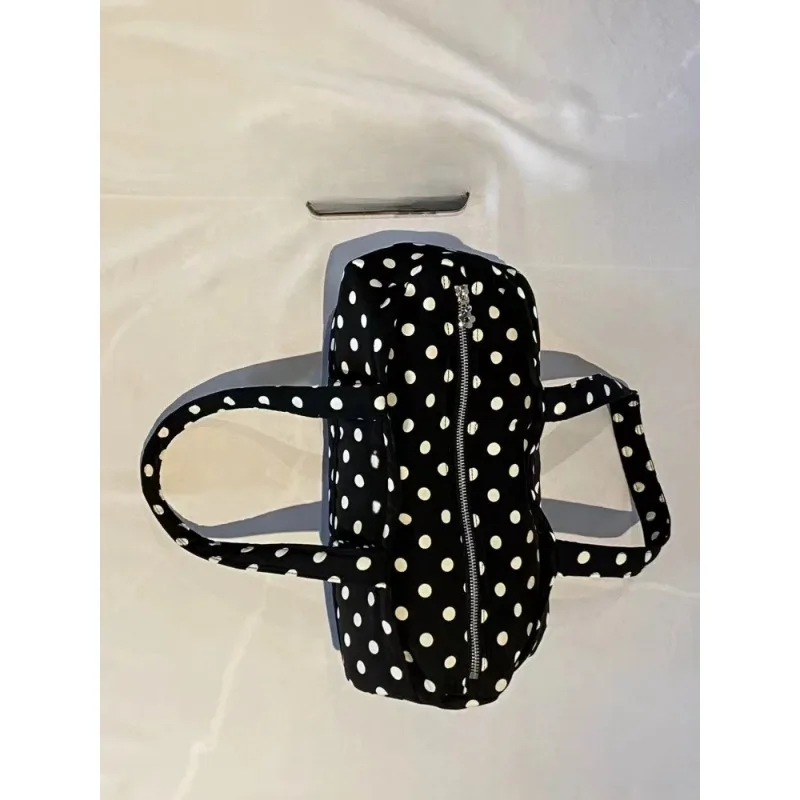 

2025 New Korean Sle Large Capaci oulder Bag Casual Travel Handbag Women's Polka Dot Print Canvas Tote Bag for Youth