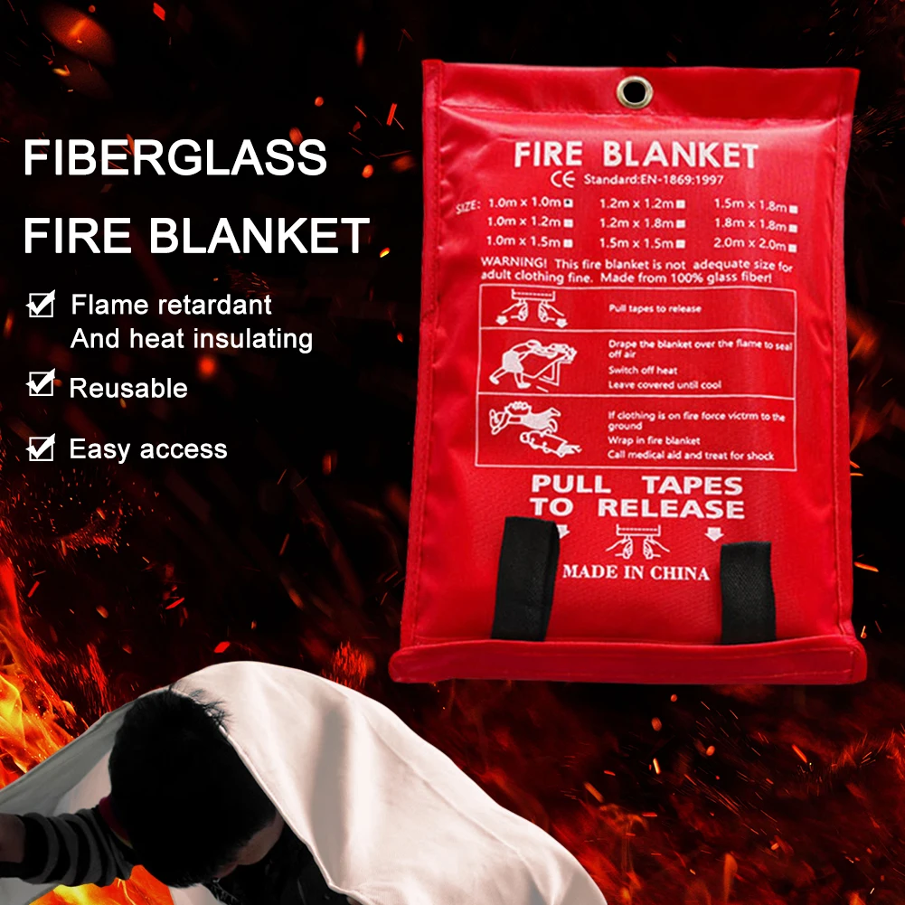 Fire Blanket Emergency Fire Blanket Flame Retardant Protection Fireproof Blanket Fire Suppression Blanket for Emergency Surival