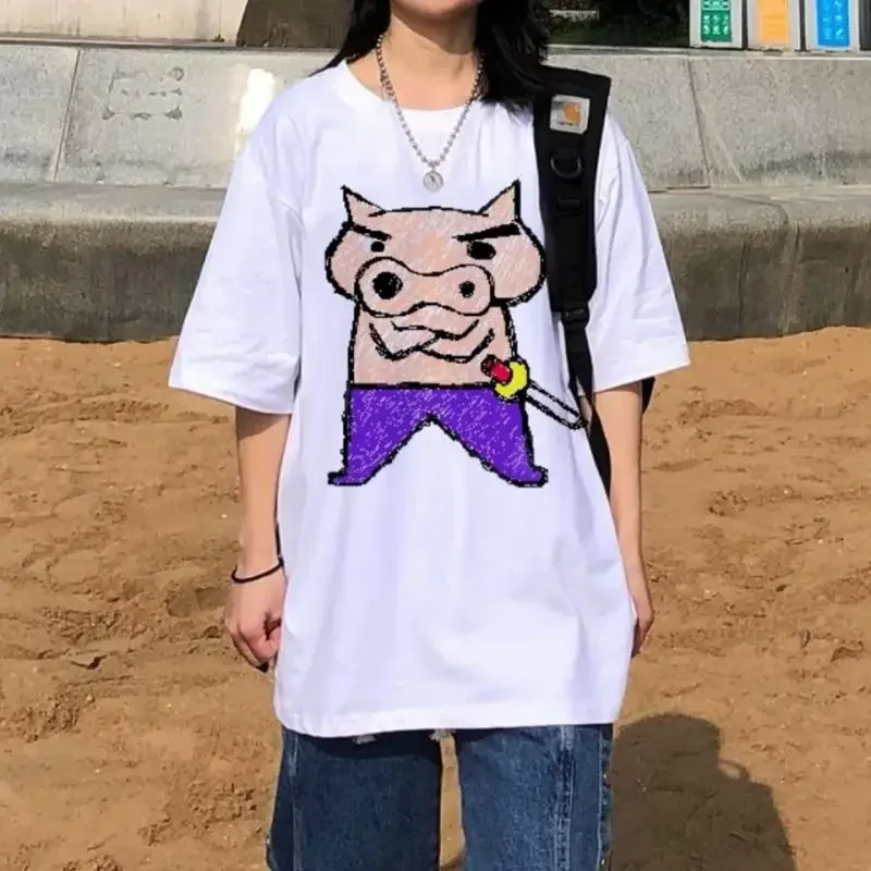 Krijt Shin Chan Anime Kawaii Cartoon Korte Mouw Ins T-Shirt Losse Comfortabele Dagelijkse Kleding Casual Sport Schattige Meisje Geschenken