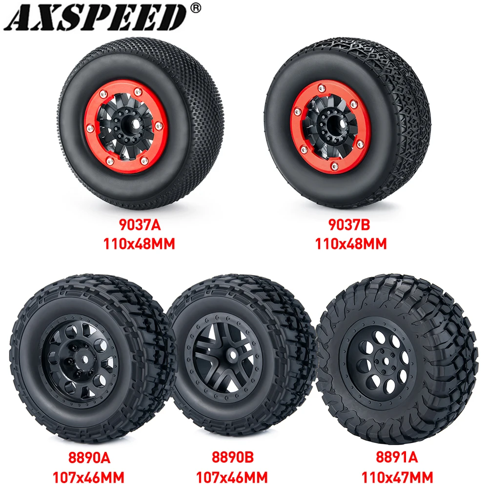 AXSPEED 4PCS Short Course Truck 107-110MM Tire & Beadlock cerchioni mozzo 12MM Hex per 1/10 SLASH VKAR 10SC HPI HSP SENTON