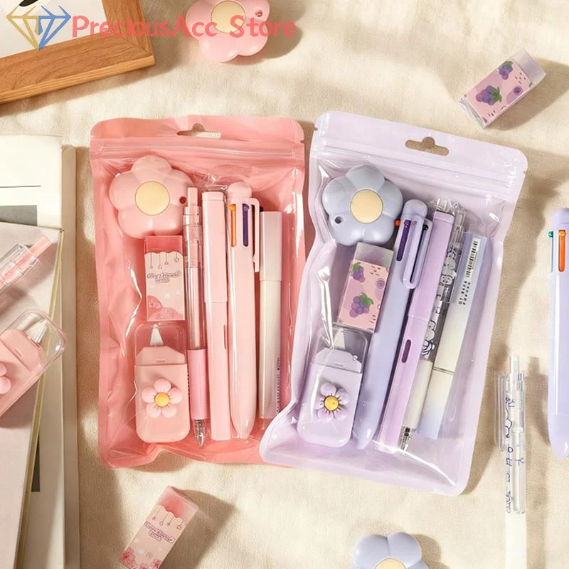 Kawaii Stationery Set Flower Pen Mini Cutter Writing Tools For School Office Supplies