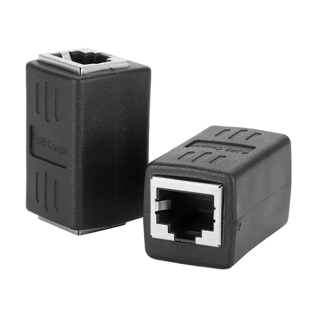 2 Pack RJ45 LAN Coupler Adapter - Embedded Female to Female Connector for cat7 /Cat6/Cat5e Cables