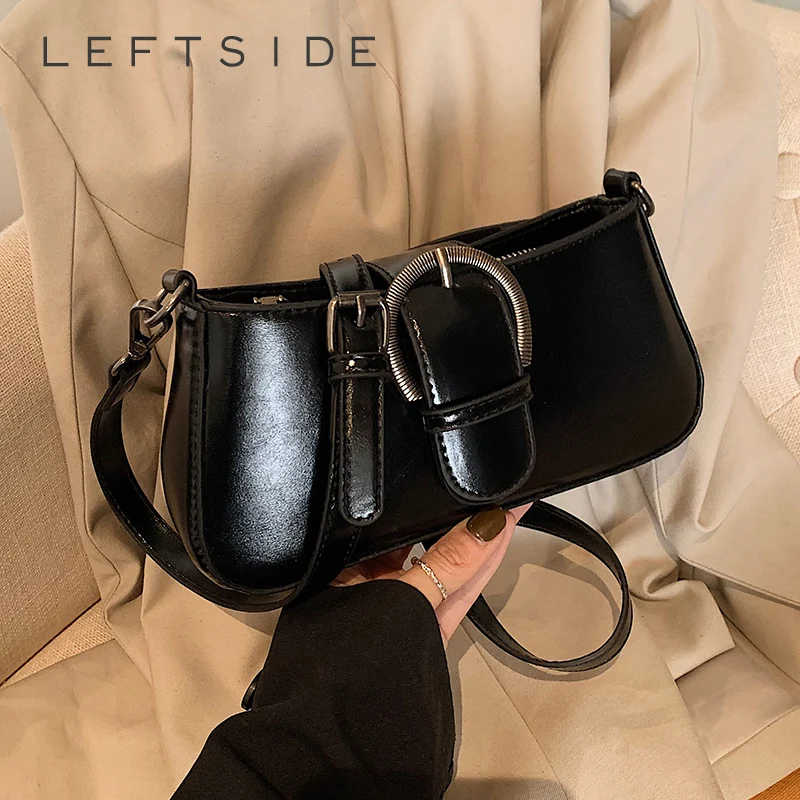 

LEFTSIDE Women PU Leather Small Underarm Shoulder Bag 2025 New Trend Fashion Crossbody Bag Female Simple Handbags and Purses