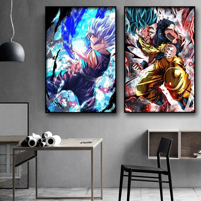 

Hot Selling Animation Dragon Ball Peripheral Canvas Poster Sun Wukong Vegeta E-sports Room Wall Background Decoration