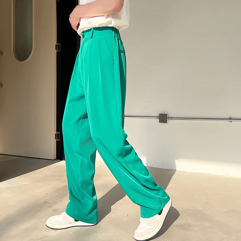 

Новые летние универсальные повседневные брюки с широкими штанинами для мужчин, прямые брюки с высокой талией, корейская версия, модные и стильные.