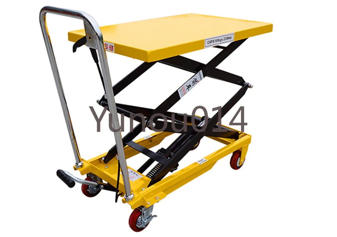 Movable Manual Hydraulic Platform Car, Electric Lift, 2 Tons, Lifting, Transporting, Driver Pushing, Loading and Unloading