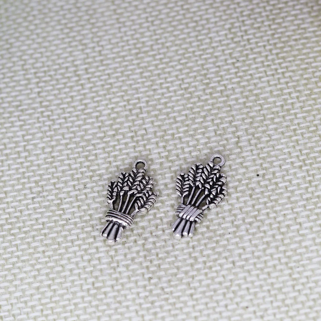 10 шт., подвески в виде пшеницы, рисовое колосо пшеницы, еда, подвески для изготовления ювелирных изделий, антикварный брелок, детали ожерелья, ювелирные аксессуары 24x13 мм