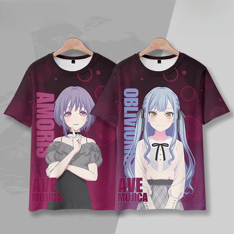 Anime BanG Dream Ave Mujica 3D Print Oversized T Shirt Women Men Doloris Mortis Timoris Amoris Oblivionis Cosplay Graphics Tees