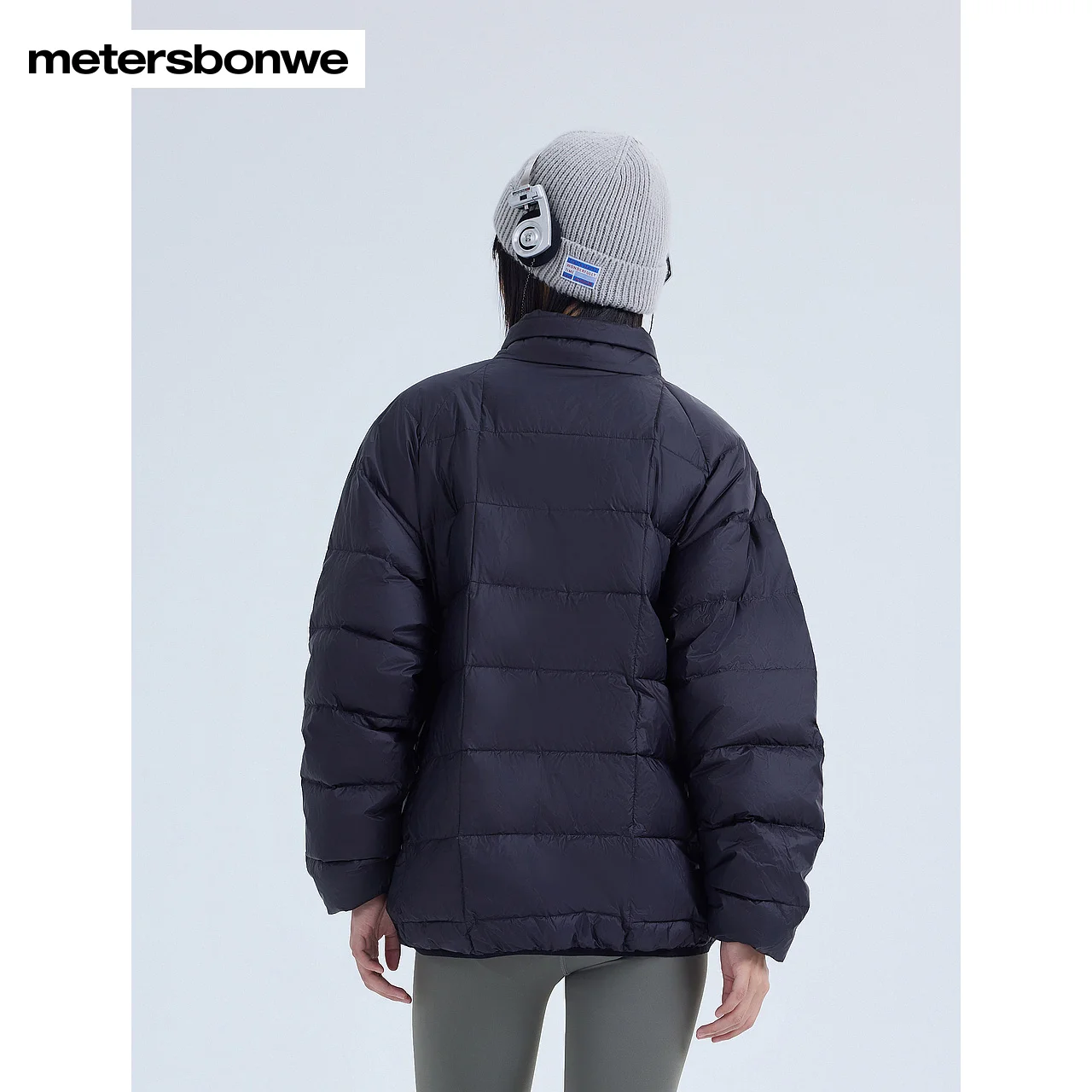 Metersbonwe-Chaqueta con cuello levantado para mujer, chaquetas acolchadas de Color sólido, ligeras, de plumón de pato blanco, equipo cálido, bolsa portátil para invierno