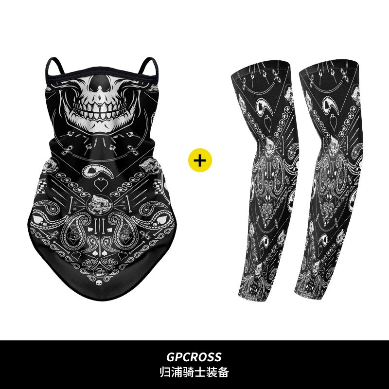 Quick Dry Breathable Motorcycle Rider Sunscreen Mask with Anti-UV Arm Tattoo Sleeves Outdoor Neck & Head Cover for Riding