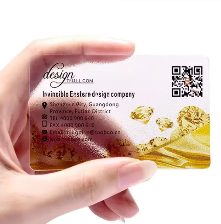 200pcs Customized 0.38mm Thank You Card Transparent Plastic PVC Business Card with Logo