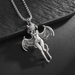 Retro Fashion Sexy Batgirl Pendant Necklace for Men and Women Punk Hip Hop Rock Colorful Cosplay Party Jewelry Gift