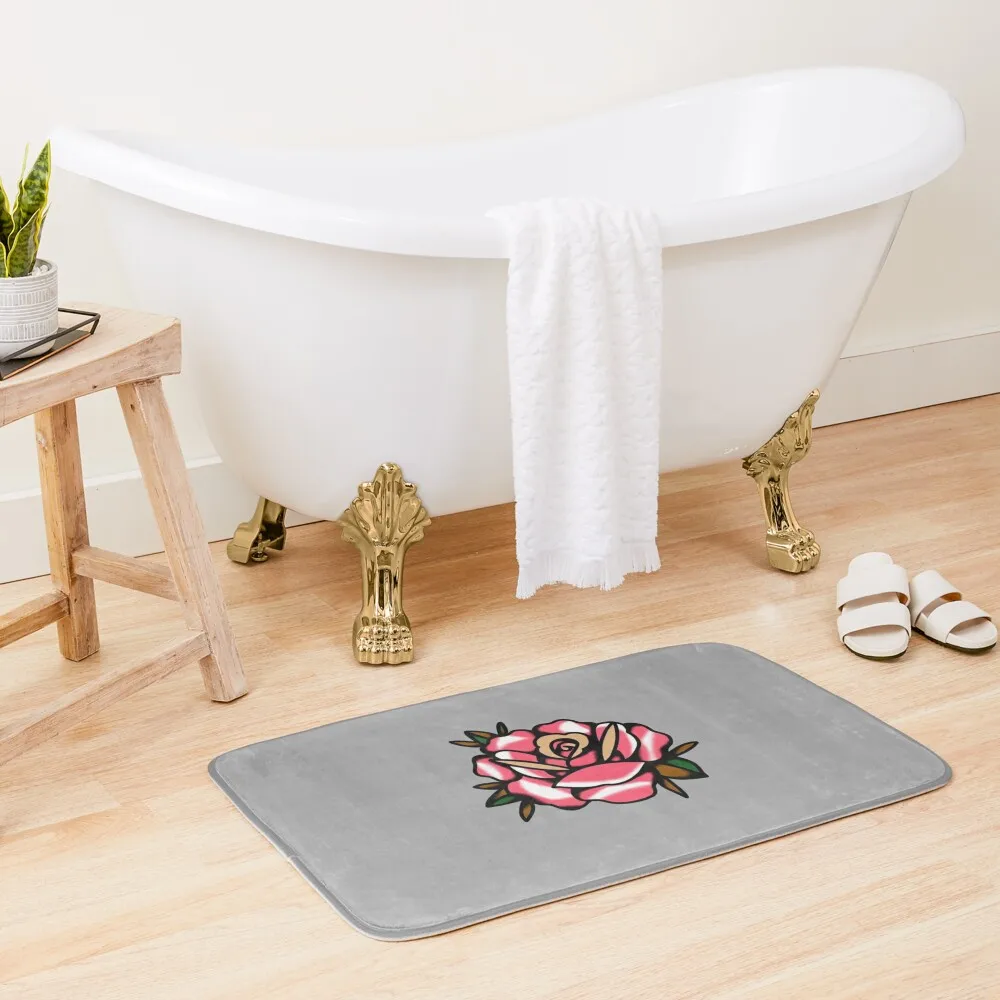 

Old School Flower Bath Mat Bathroom Accessory Entrance Carpet Mat
