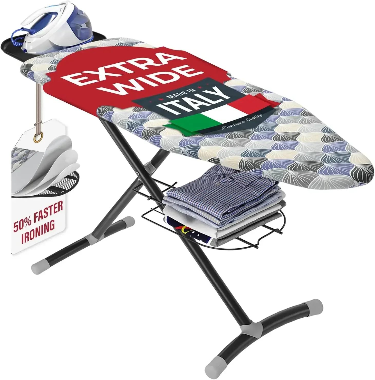 Furniture supplies Bartnelli Pro Ironing Board | Italian Crafted, Extra-Wide Full Size Iron Board, Adjustable Height