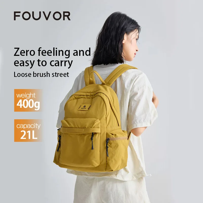 FOUVOR 2026 Trend Women's Backpacks Lightweight Casual Rucksack Travel Student Schoolbag Urban Commute Cabin Backpack 3072-05