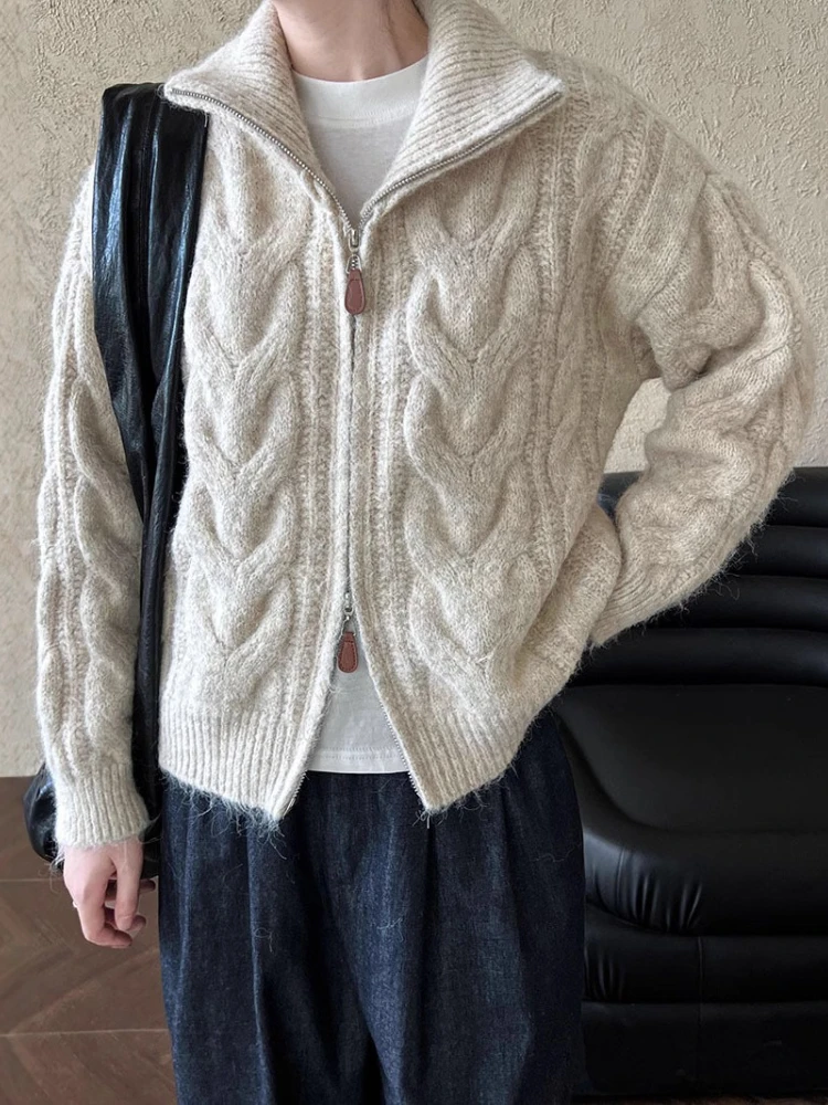 

Hikigawa Chic Fashion Women Turtleneck Zipper Sweater Cardigan Autumn Loose Casual Knitted All Match Outerwear Coats Mujer