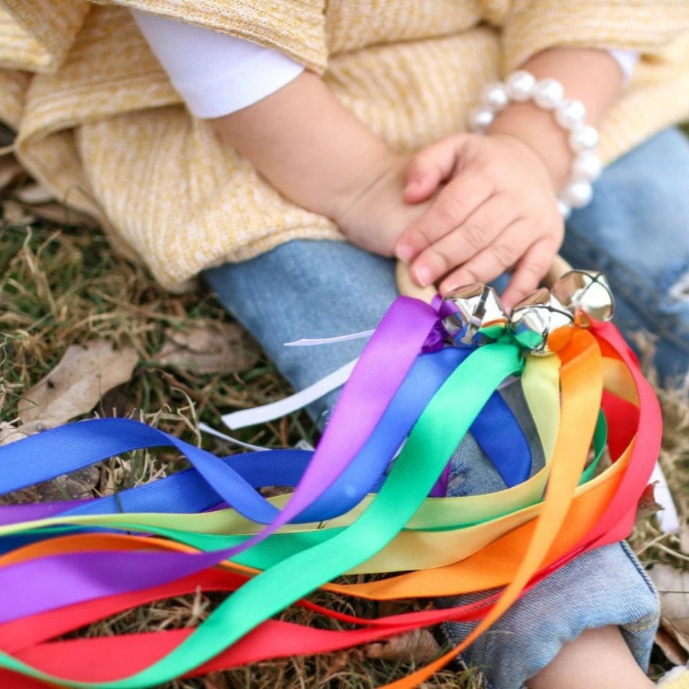 Campana de instrumento Musical para niños, anillo de cinta para bebé, reconocimiento de escucha, juguete sensorial Montessori, anillo de registro,