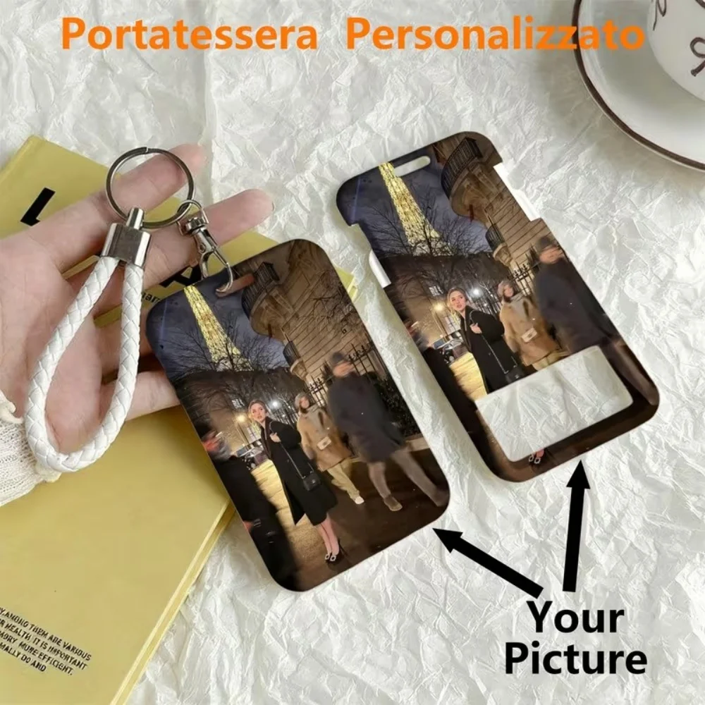 DIY Life Photo Customized Acrylic Card Holder For ID Card Bank Card Student Card Credit Card With Hand Rope Key Ring Cover