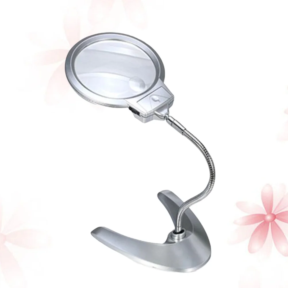 

LED Magnifying Glass Desk Lamp Adjustable Metal Hose Stand 2x 6x Magnifier for Jewelry Crafts Reading Inspection