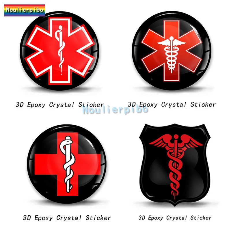 

3D Dome Sticker Medical Symbol Epoxy Resin Vinyl Emergency Medical Technician Decal Mobile Laptop Motorcycle Helmet Sticker