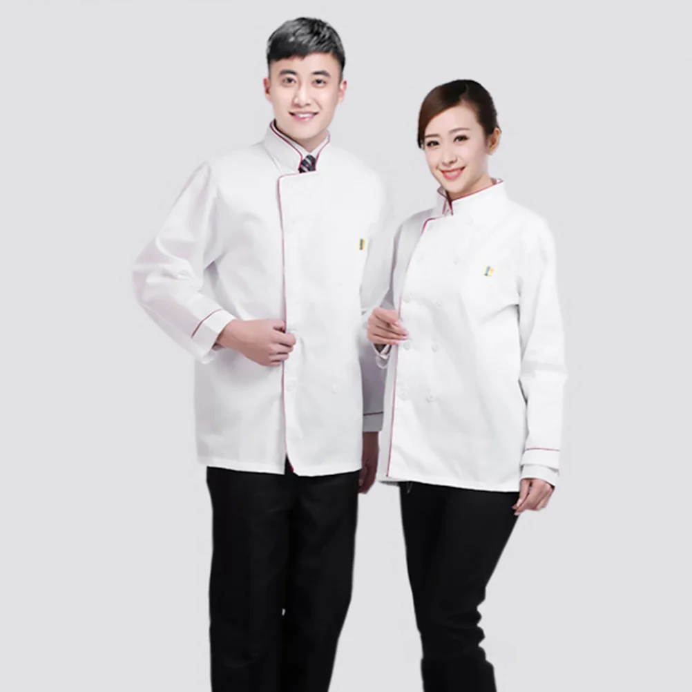 Koksjas met lange mouwen, ademend, oliebestendig, wasbaar uniform voor restaurant, hotel, keukenpersoneel, unisex werkkleding