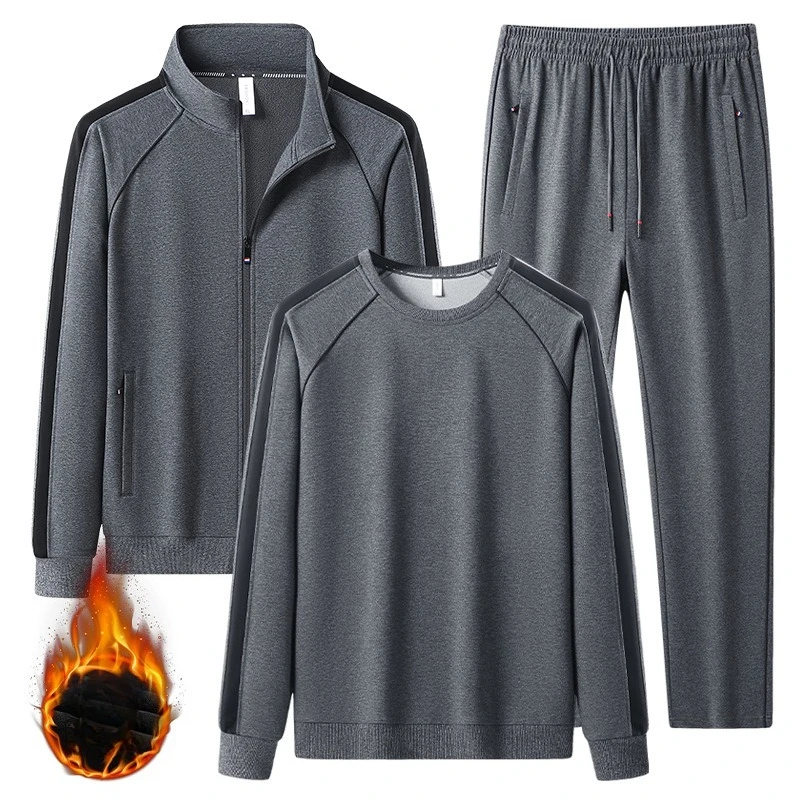 Fashion Breathable Tracksuit Fleece Running Set 3 PCS Outdoor Comprehensive Training Resistant Jacket Thicken Set Gym Clothing