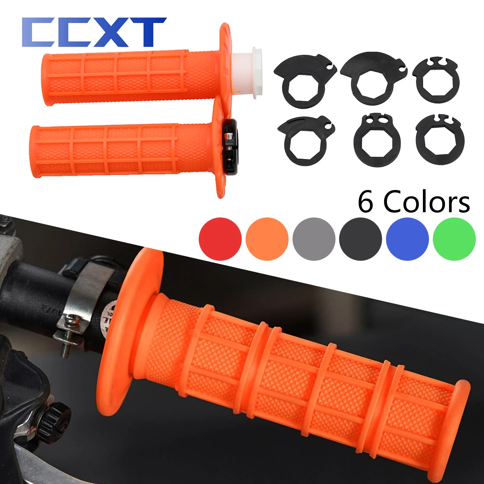 Motocross 22mm Universal Handlebar Grips Locking Mechanism Six Wheels Snap Into Cam For ATV Honda Yamaha KTM Kawasaki Suzuki Etc