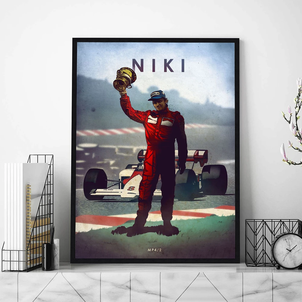 F1 Racing Legend-Póster de campeón del mundo con retrato de Fórmula 1, pintura en lienzo de F1 Racer Lewis, cuadro de pared, decoración para sala de estar
