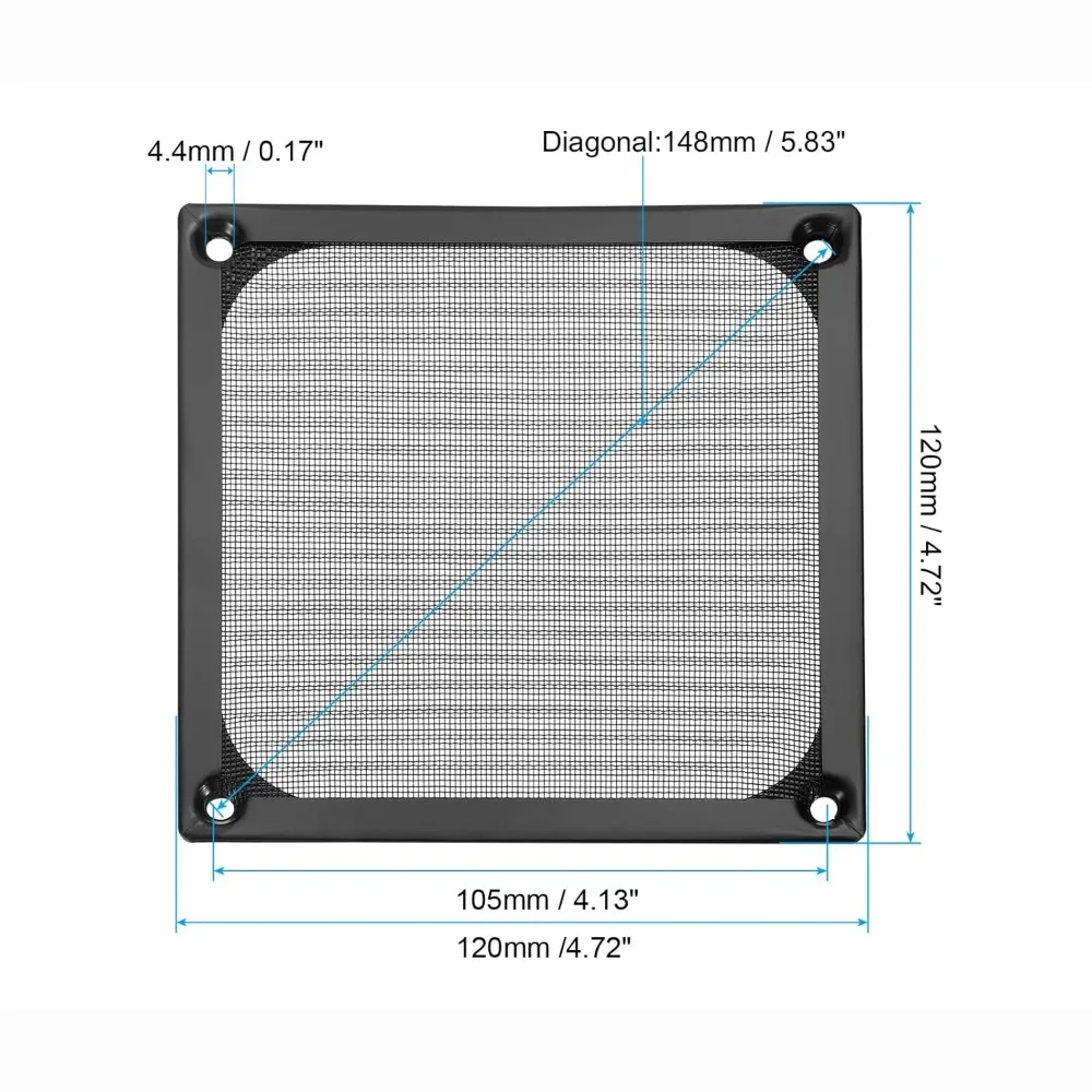 Mesh Cover Anti Rust Computer Fan Filter Grills Aluminum Silver Black Dust Filter Cover Axial Flow Fan Mesh Computer Cooling