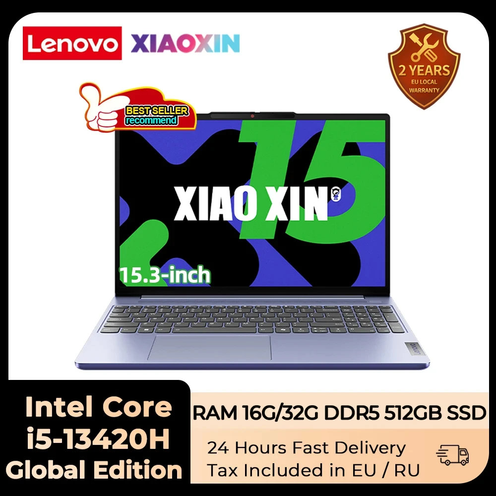 Lenovo-Laptop Xiaoxin 15, PC Notebook, com RAM Gráfica Integrada, Intel Core i5-13420H, 16G, 32G, 512G, SSD, 15,3 pol, tela de 60Hz, 2021