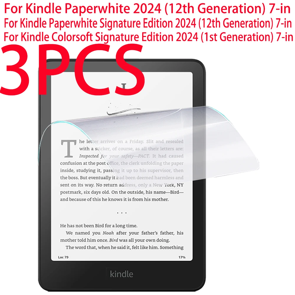 3PCS PET Soft Film Screen Protector For Kindle Paperwhite 2024 12th Gen 7in For Colorsoft Signature Edition 2024 Protective Film