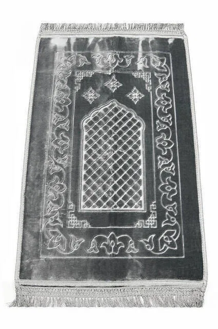 

Deluxe Soft Prayer Rug Gray Sheet of Muslim Islamic Prayer Mat Holy Quraan Islamic Mats