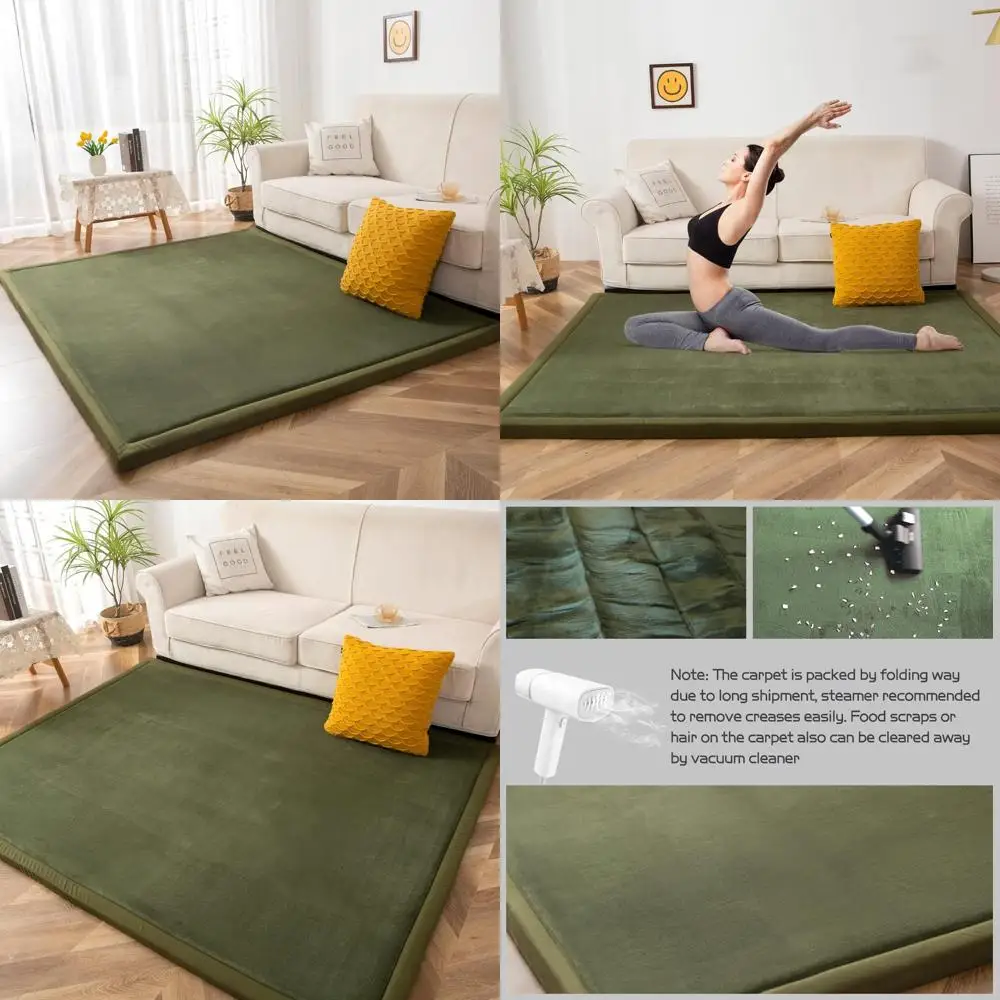 

Толстый бархатный японский коврик татами для гостиной, большой однотонный нескользящий ковер идеально подходит для спальни