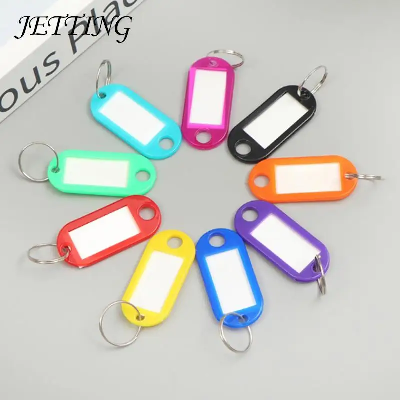 30PCS Tough Colorful Plastic Keychain Key Tags Label Numbered Name Baggage Tag Label Name Tags With Split Ring Label