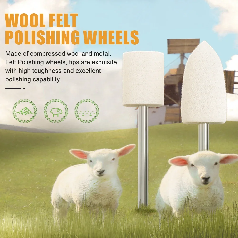 80 قطعة من عجلات تلميع الصوف لـ Dremel، مجموعة وسادات تلميع اللباد عرقوب 1/8 بوصة، مجوهرات/تلميع المعادن وملحقات الأدوات الدوارة
