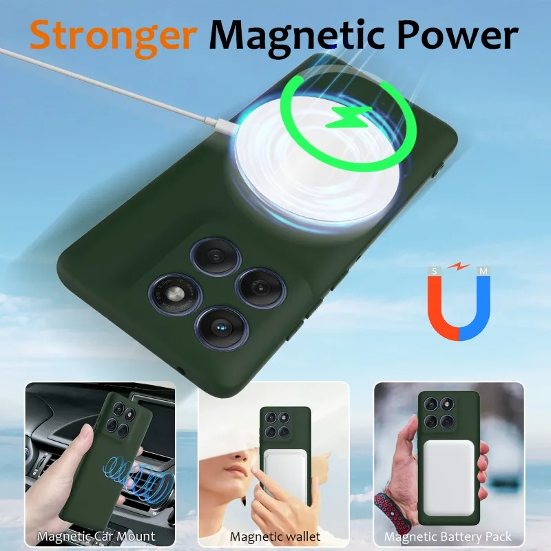 حافظة سيليكون سائل غير لامع لهاتف موتورولا إيدج 70 edge70 مغناطيسية لغطاء ممتص الصدمات للشحن اللاسلكي Magsafe لهاتف موتو X70 Air #3