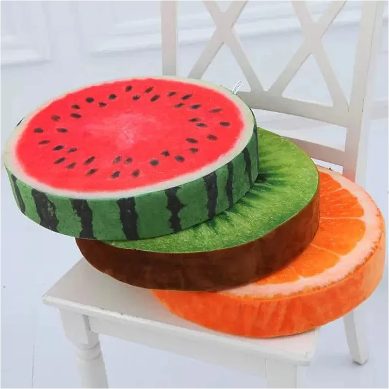 39cm Round Throw Pillows 3D Print Fruit Shape Cushion Decorative Plush Funny Fruit Stuffed Cushions For Couch Chair