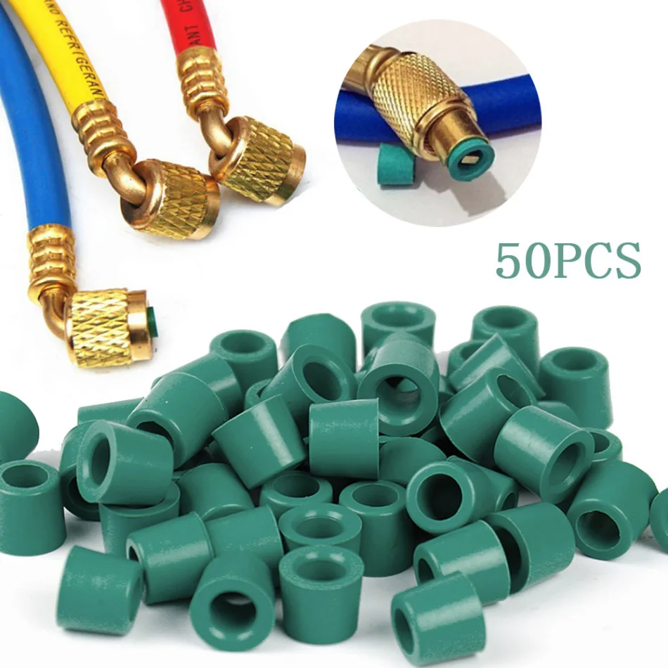 50Pcs Car Air Conditioning Accessories Repair Seal Kit Replacement Green Sealing Ring Tricolor Tube Gasket Meter Tube Gasket