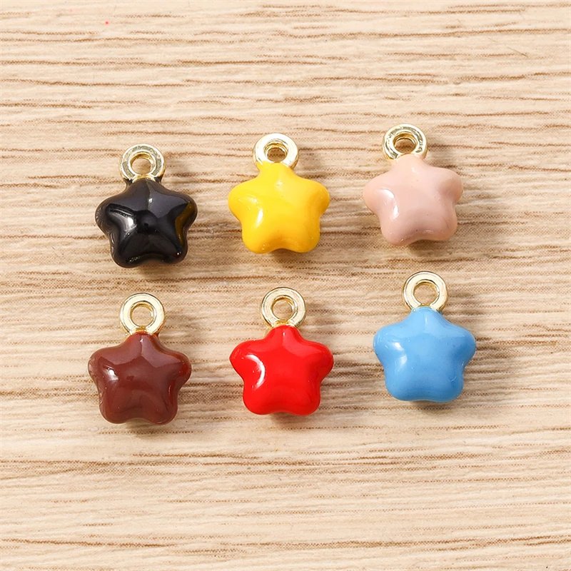 5 Stück bunte Emaille-Anhänger in Form von Herzen und Sternen für die Schmuckherstellung, geeignet für Ohrringe, Halsketten, Armbänder und DIY-Bastelzubehör. – Detail 12