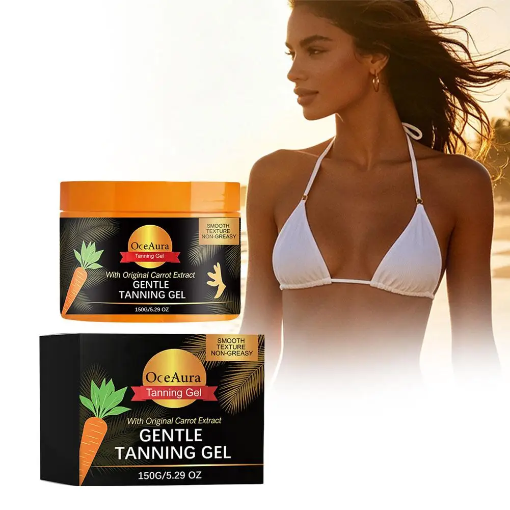 Gel Bronceador Suave con Extracto de Zanahoria Original de 150g, Aceite de Coco, Bronceado Natural, Cuidado de la Piel Corporal, Gel Bronceador Suave y No Grasoso