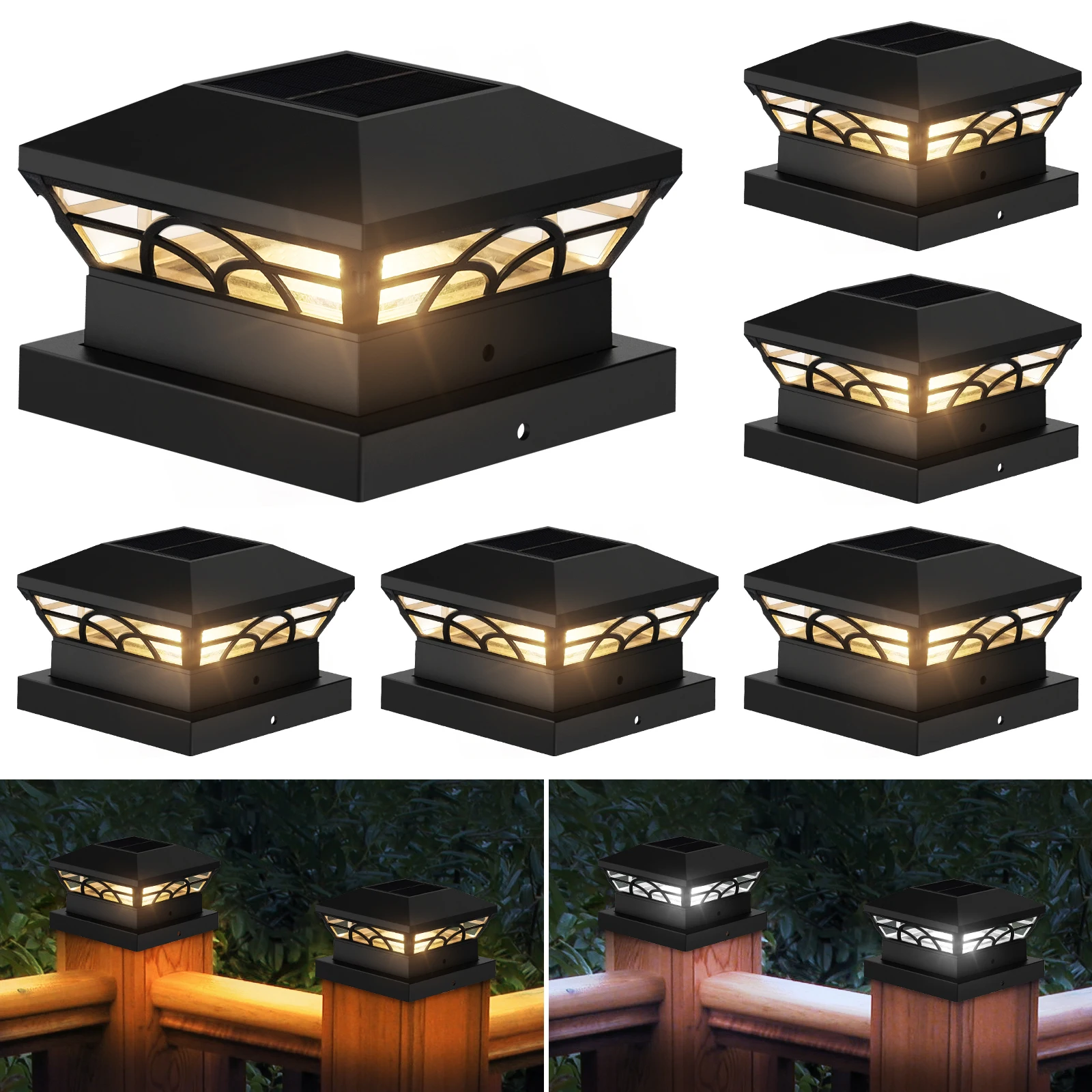 

1/2/4 PC Solar Light Outdoor IP65 Solar Post Light Villa Column Lamp Fence Gate Pillar Head LED Lamp For House Gate Patio Garden