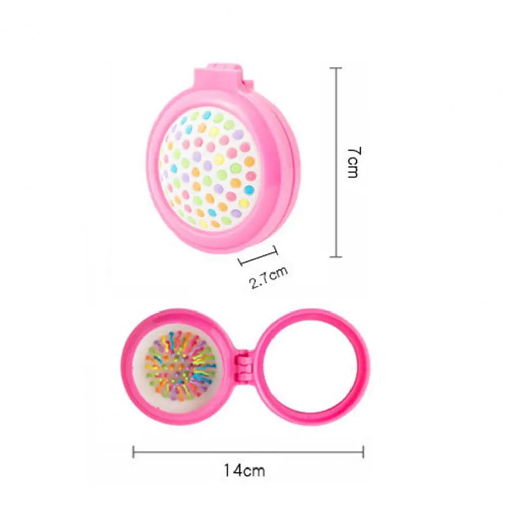 7cm Round Travel Hair Brush With Mirror Folding Pocket Hair Brush Rebound Air Bags Portable Comb For Home Salon Bedroom Women