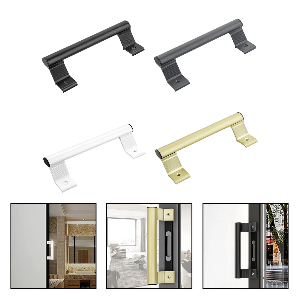 Ergonomic Door Handle Black Aluminum Sliding Door Handle Crack Resistant Design Elegant Appearance Door Replacement