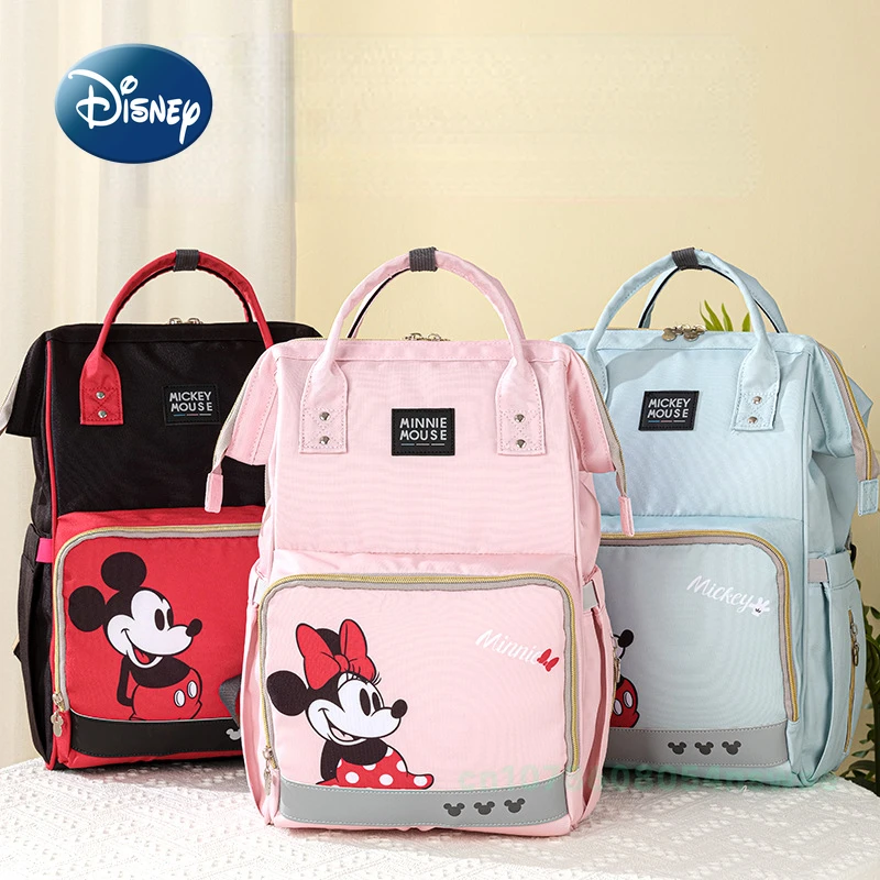 Disney-mochila Original para pañales de bebé, bolsa de pañales de dibujos animados, multifuncional, a la moda, impermeable, de gran capacidad