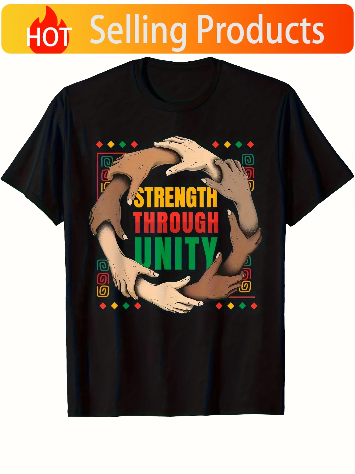 Juneteenth & Black History Month T-Shirt - Strength Through Unity African American Pride Graphic Tee, 100% Cotton Breathable Rou