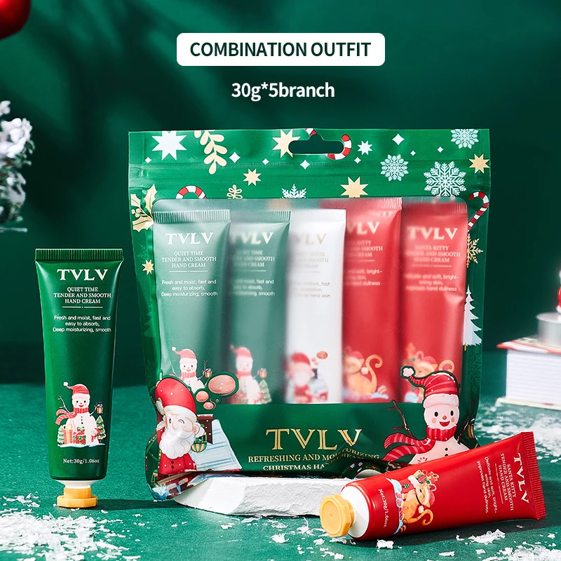 5 pçs conjunto de creme para as mãos presente de natal suavizante nutritivo anti rugas clareamento refrescante e hidratante creme para as mãos para mulher