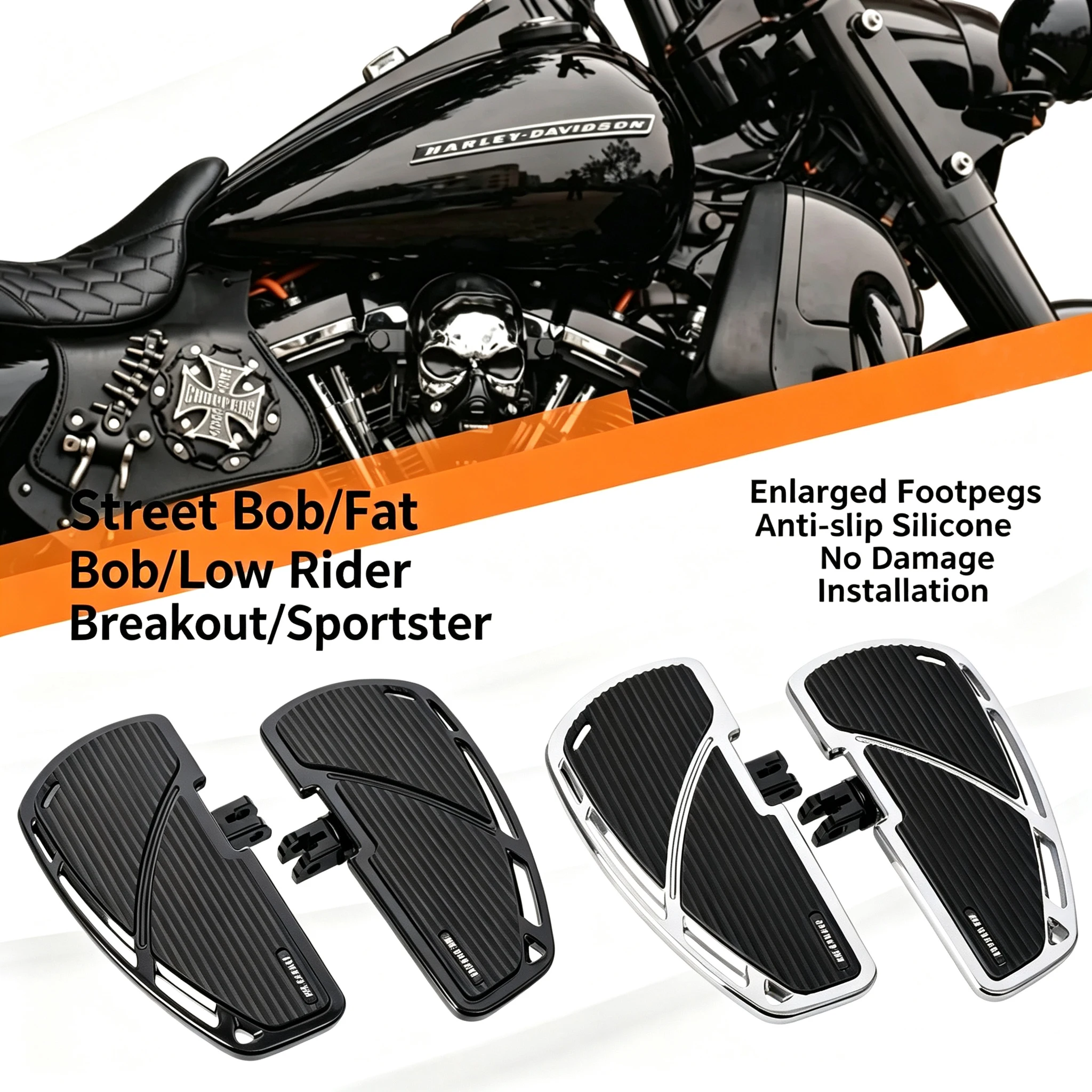 For Harley-Davidson Street Bob Fat Bob Sportster S Low Rider S Motorcycle Driver Footboard Rider Footpegs Footrests Accessories
