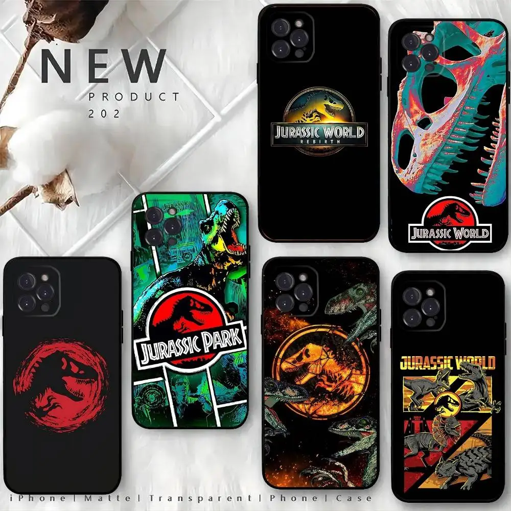 

Dinosaur World J-Jurassic P-Park Phone Case For iPhone 16,15,14,13,12 Mini 11 Pro XR,X,XS,MAX 7,8 Plus Silicone Cover Soft Black
