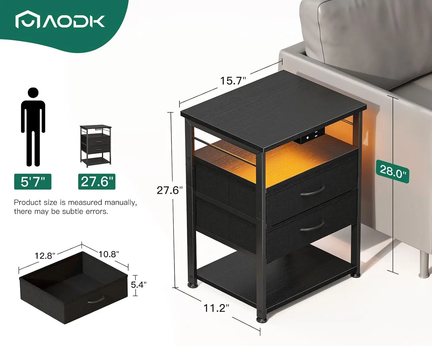 Night Stand Charging Station End Table Bedroom Tall Nightstand Drawers Small Nightstand Bedroom 4 Tier Storage Bedside Table